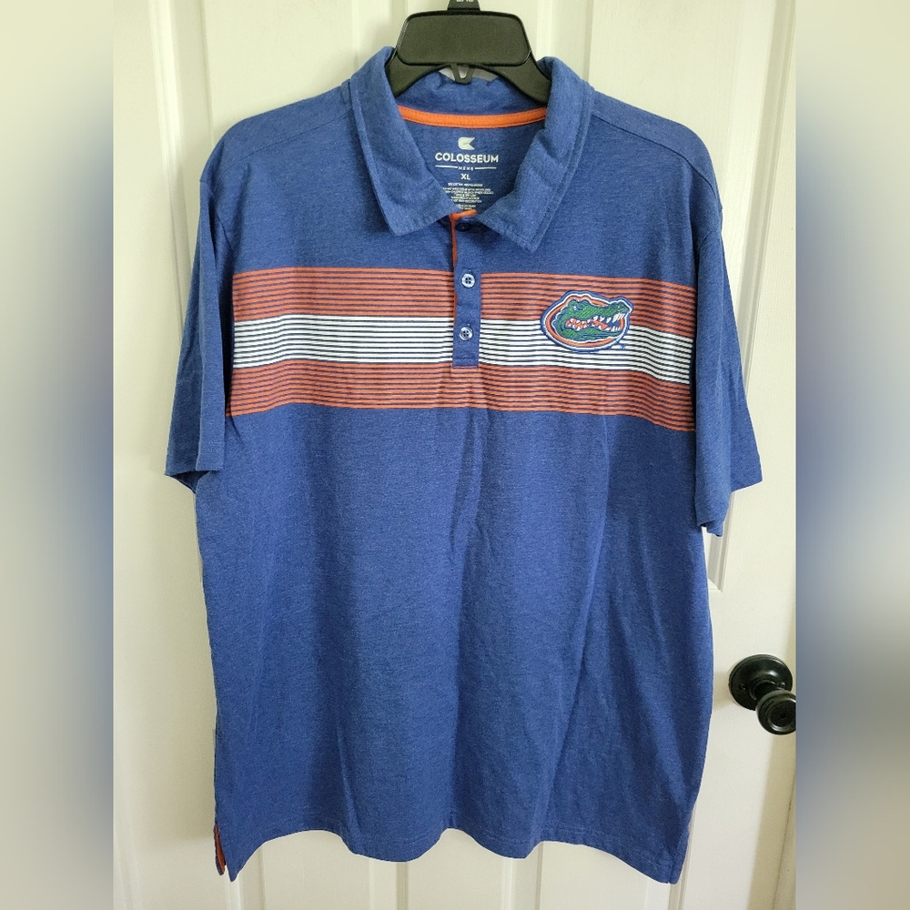 Colosseum Florida Gators Polo Shirt Men’s XL Blue Striped NCAA Golf Game Day
